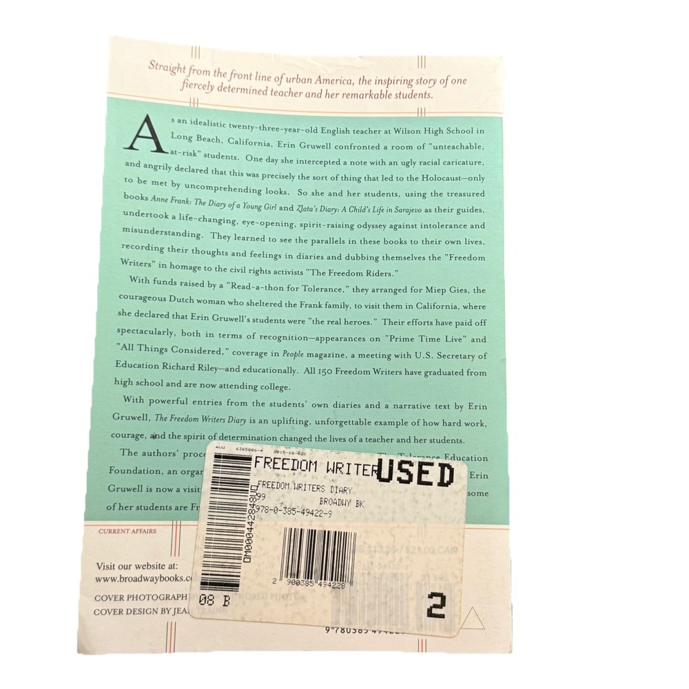 THE FREEDOM WRITERS DIARY 1999 ERIN GRUWELL BOOK - Picture 2 of 4